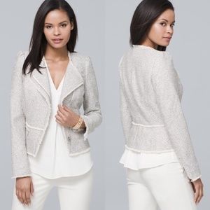 White House Black Market Fringed Tweed Moto Jacket